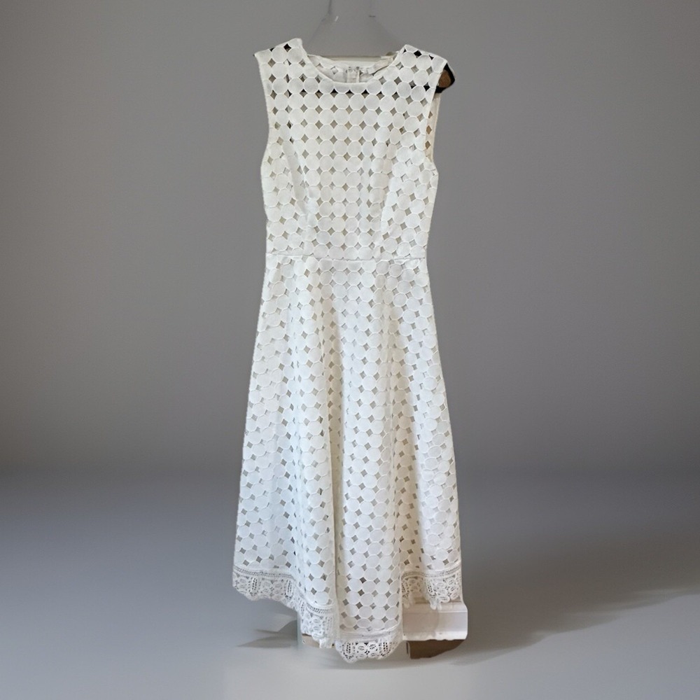 La Maison Talulah White Large Eyelet Sleeveless Graduation Summer Sundress XS